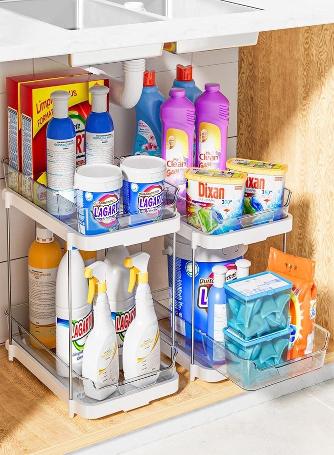 MECHDEL Tier Under Sink Organiser/Clear Bathroom Cabinets/Vanity Countertop Storage Container/Medicine Cabinet/Pull-Out Organization with Track for Pantry (2 Tier Under Sink Organiser/Compartment) - Image 5